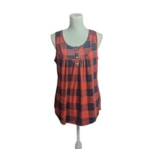 Red & black Sleeveless Top